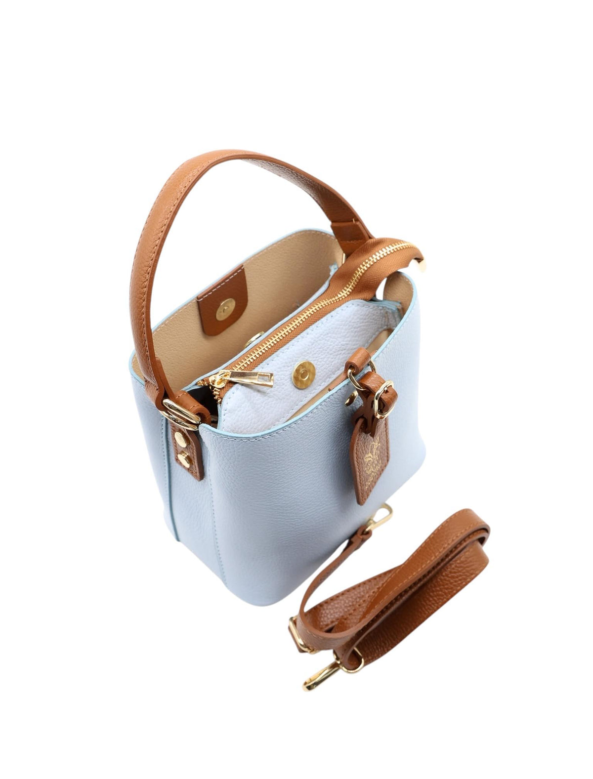 Borsa a secchiello in vera pelle