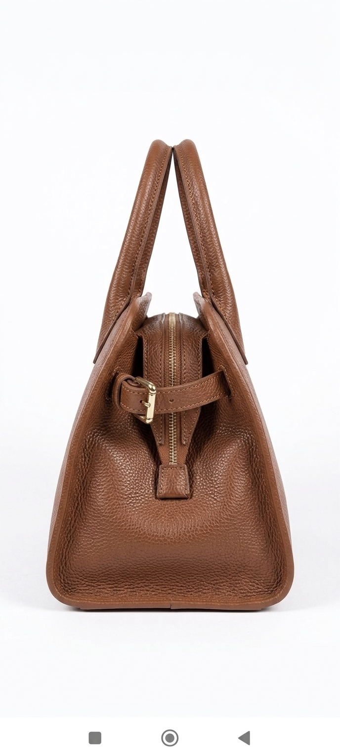 Borsa a mano e tracolla in vera pelle martellata marrone chic