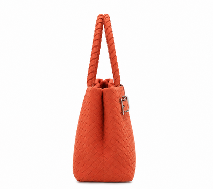 Borsa a mano intrecciata in camoscio ecopelle