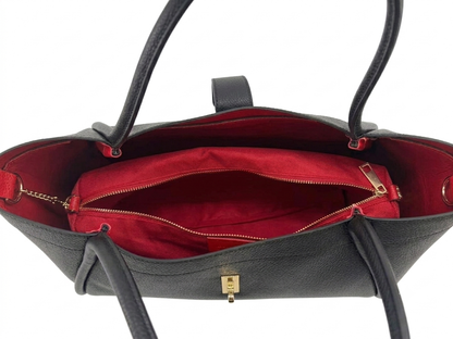 Borsa in vera pelle martellata con interno a contrasto