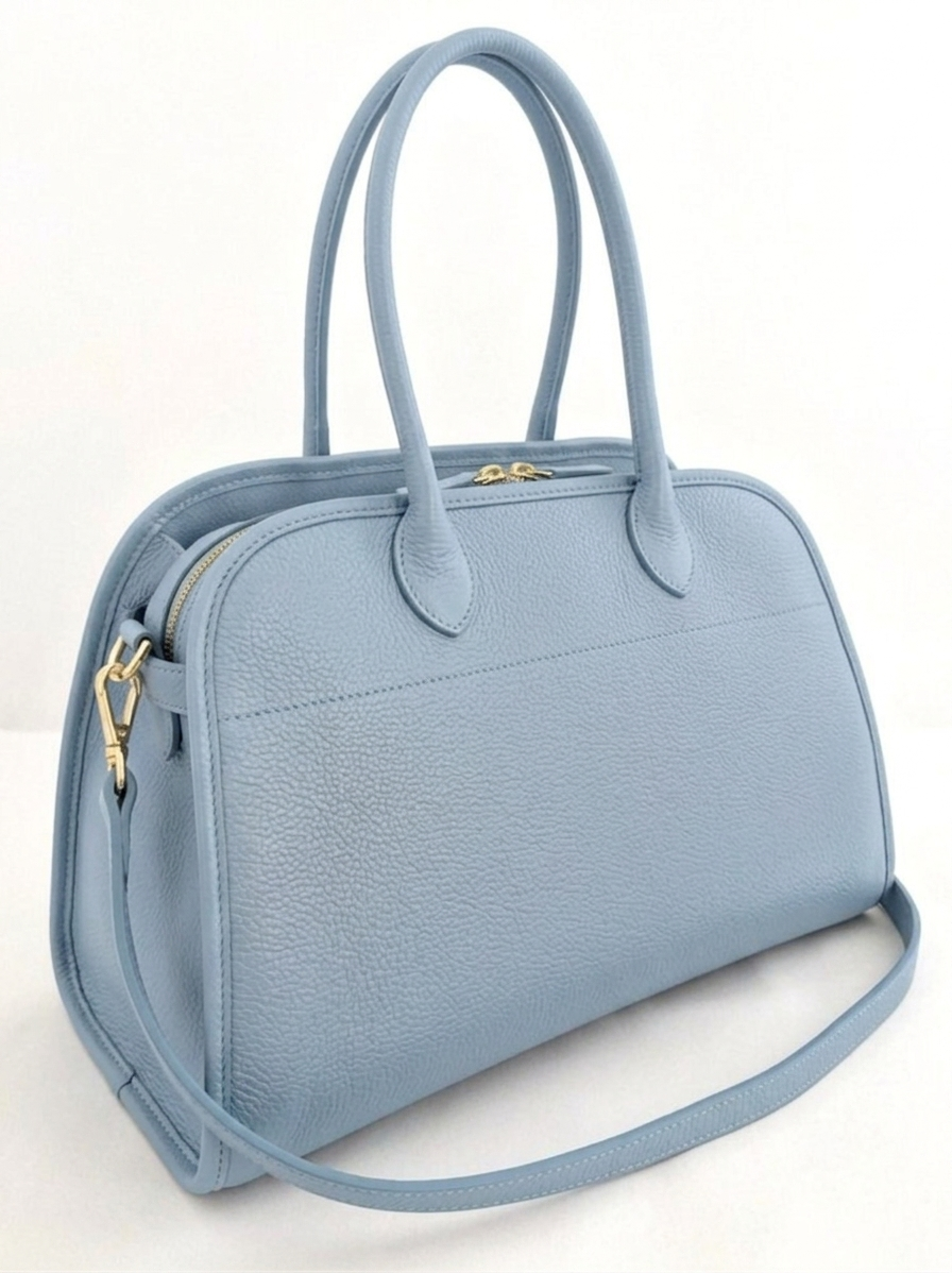 Borsa a mano e tracolla in vera pelle martellata marrone chic