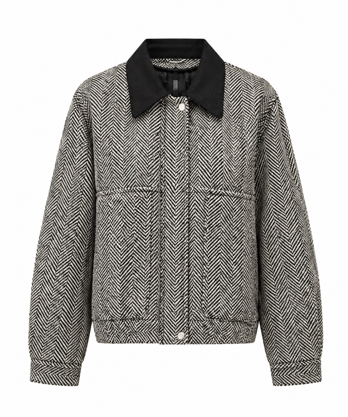 Giacca Herringbone con colletto nero