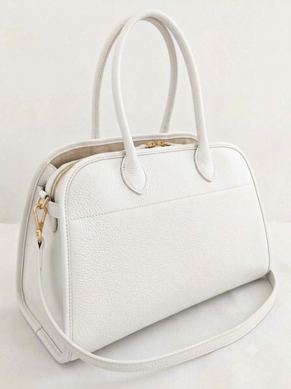 Borsa a mano e tracolla in vera pelle martellata marrone chic