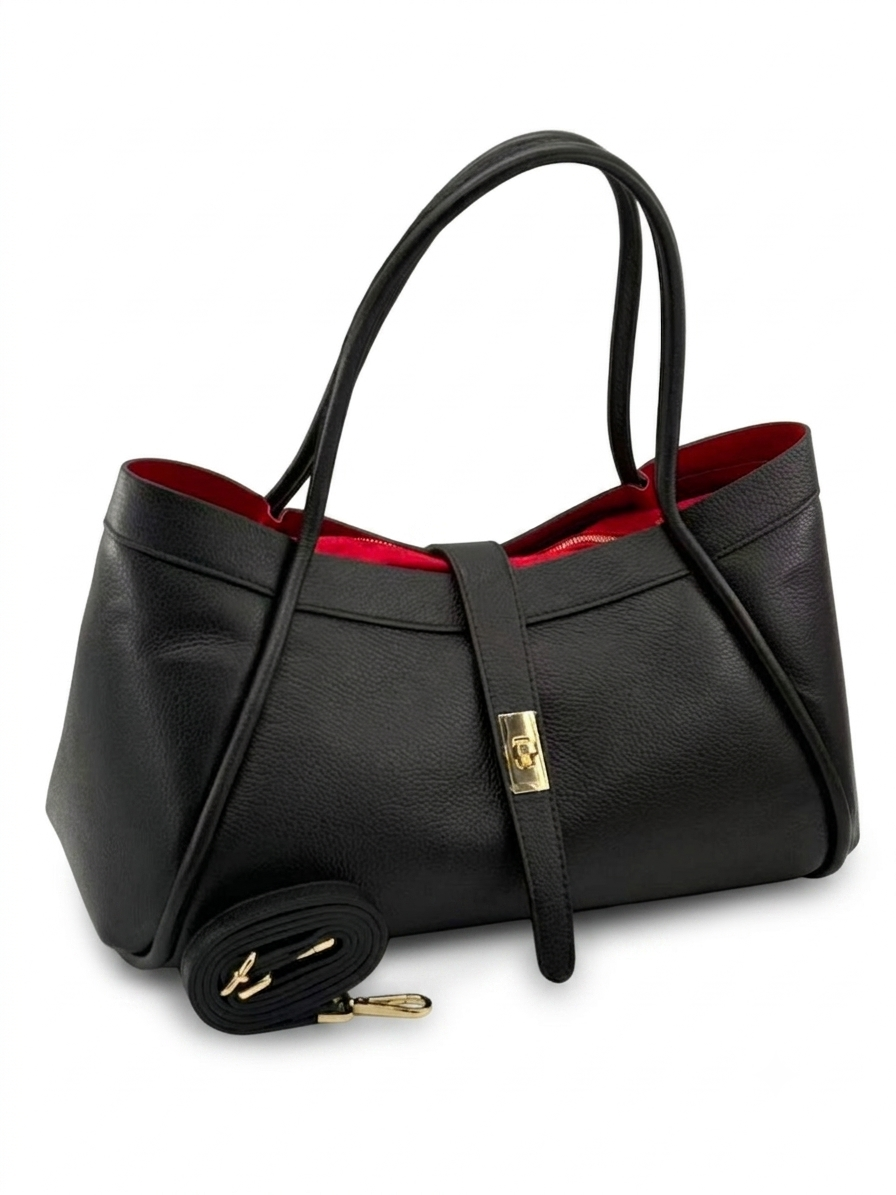 Borsa in vera pelle martellata con interno a contrasto