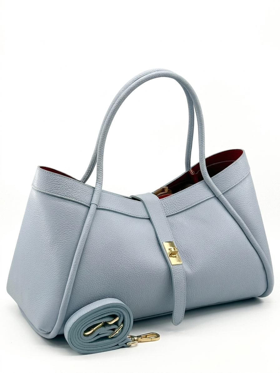 Borsa in vera pelle martellata con interno a contrasto