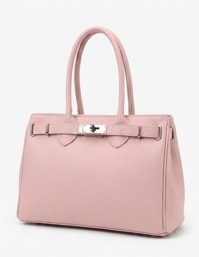 Borsa a mano strutturata in vera pelle martellata