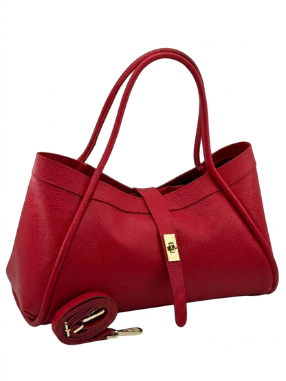 Borsa in vera pelle martellata con interno a contrasto