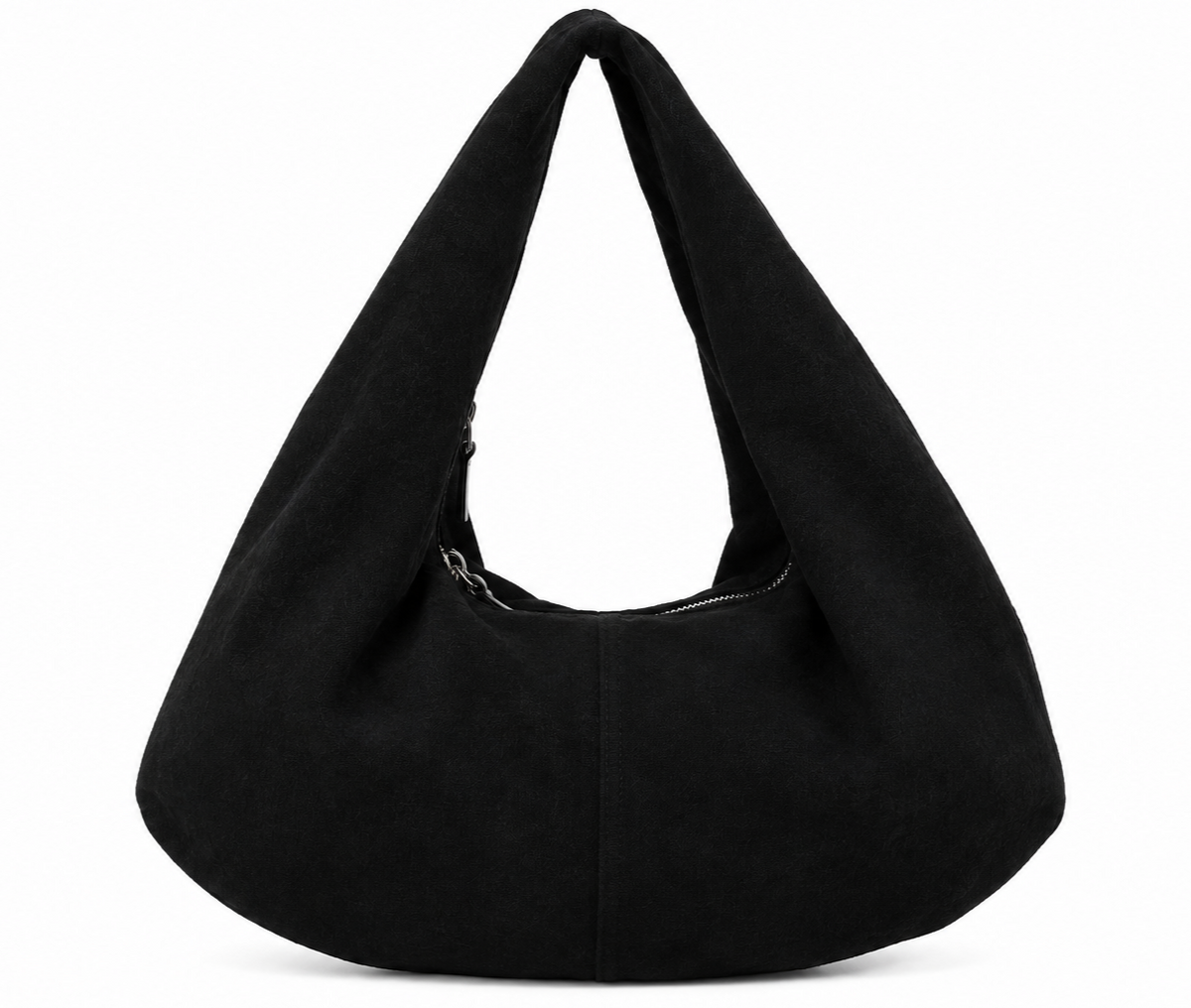Borsa hobo nera con borchie oro in vera pelle