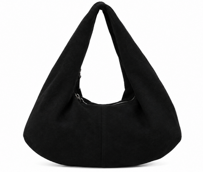 Borsa hobo nera con borchie oro in vera pelle