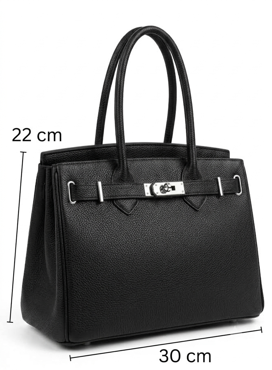Borsa a mano strutturata in vera pelle martellata