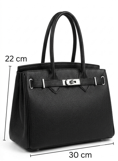 Borsa a mano strutturata in vera pelle martellata