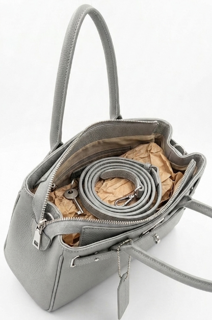 Borsa a mano strutturata in vera pelle martellata