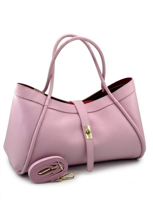 Borsa in vera pelle martellata con interno a contrasto