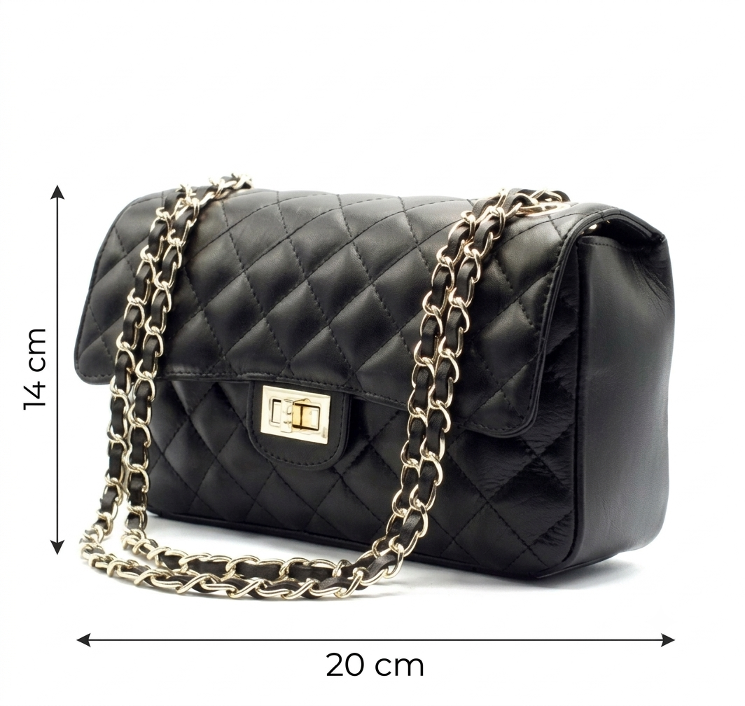 Icona di stile: borsa a tracolla trapuntata in vera pelle, made in Italy