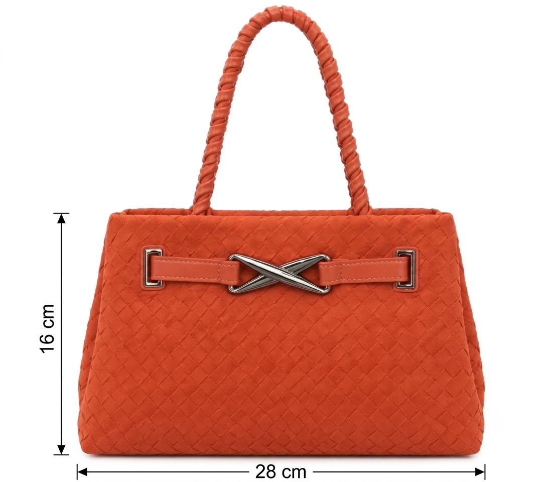 Borsa a mano intrecciata in camoscio ecopelle